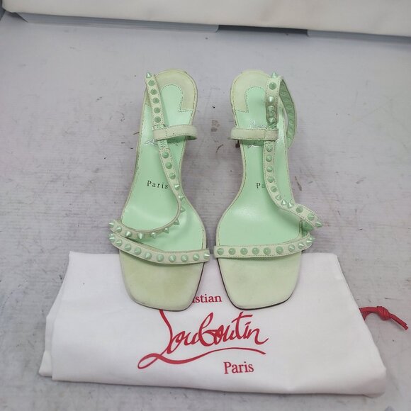 CHRISTIAN Rosa Condorapik Spikes Mint Green Slingback Sandal - Picture 6 of 10